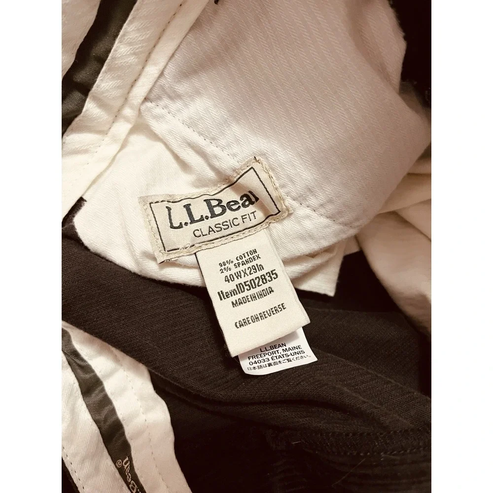 LL Bean Classic Fit Mens Size 40x29 Dk Brown Corduroy Pants Straight Mid Rise